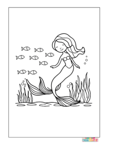 mermaid coloring pages easy