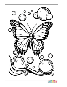 Butterfly Flying Among Bubbles