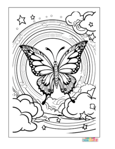 Butterfly and Rainbow Scene