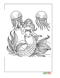 mermaid coloring pages easy