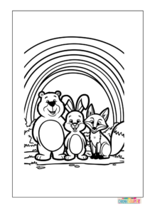 Rainbow with Cute Forest Animals