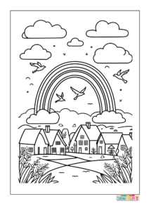 Rainbow coloring pages for adults