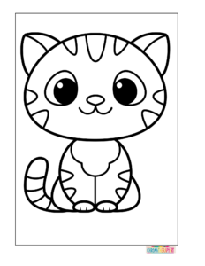 big eye cat coloring page