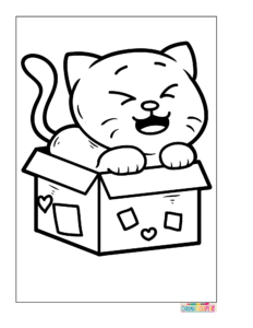 cat in box coloring page
