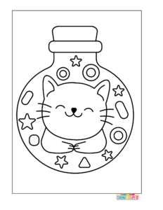 cat in the bottel coloring page