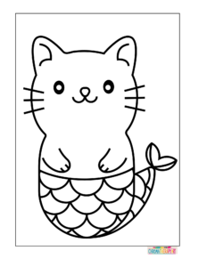 cat mermaid coloring page