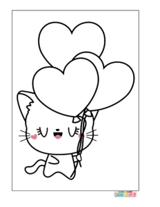 cat with bollon coloring page