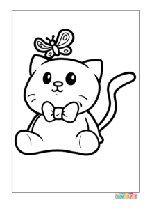 cat with butterfly coloring page