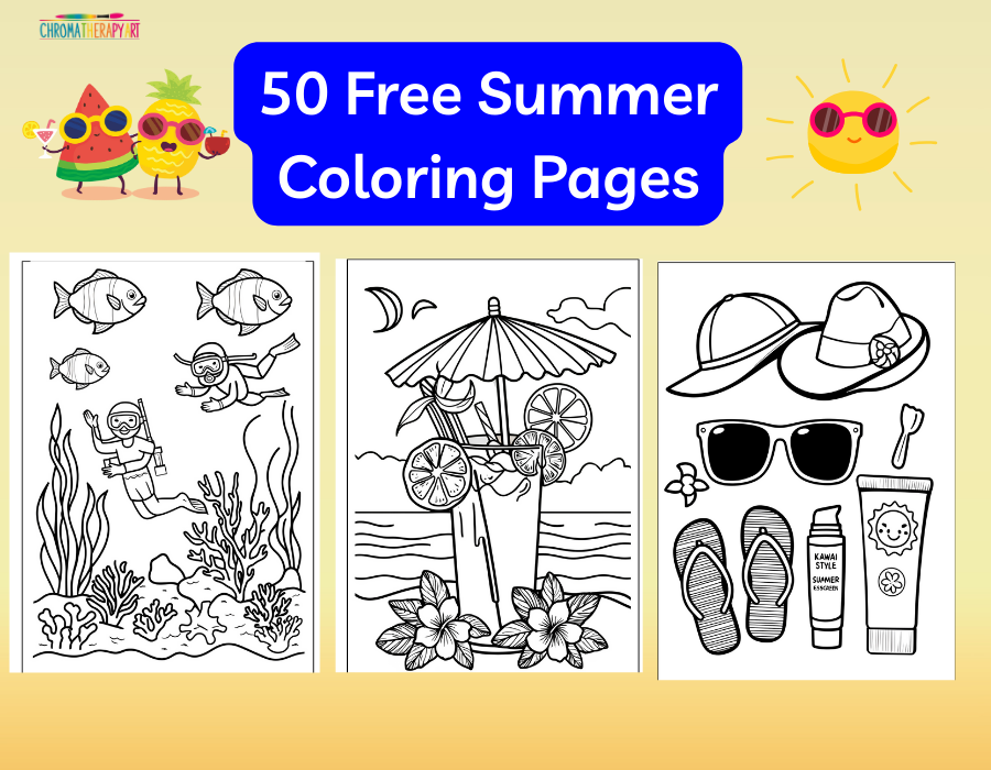 Free summer coloring page printables for kids and adults 2025