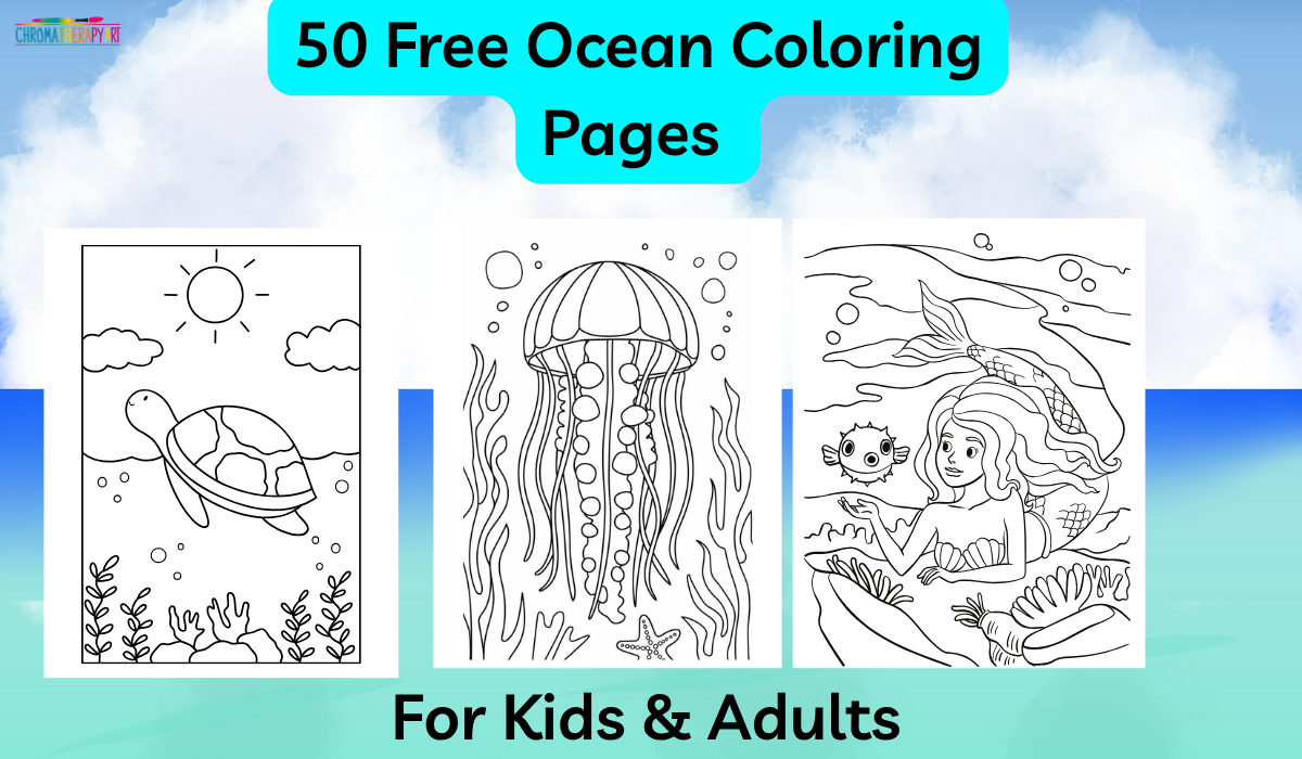 Ocean coloring page printable for kids and adults